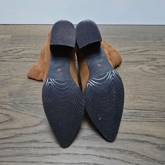 Blondo Tarrah Slouch Mid Calf Pointed Toe Suede Waterproof Boot in Chestnut - Picture 9 of 11